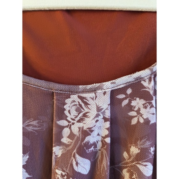 NWT Micoson women's XXL floral pleated tank top boho cottagecore rust tunic - Picture 2 of 7